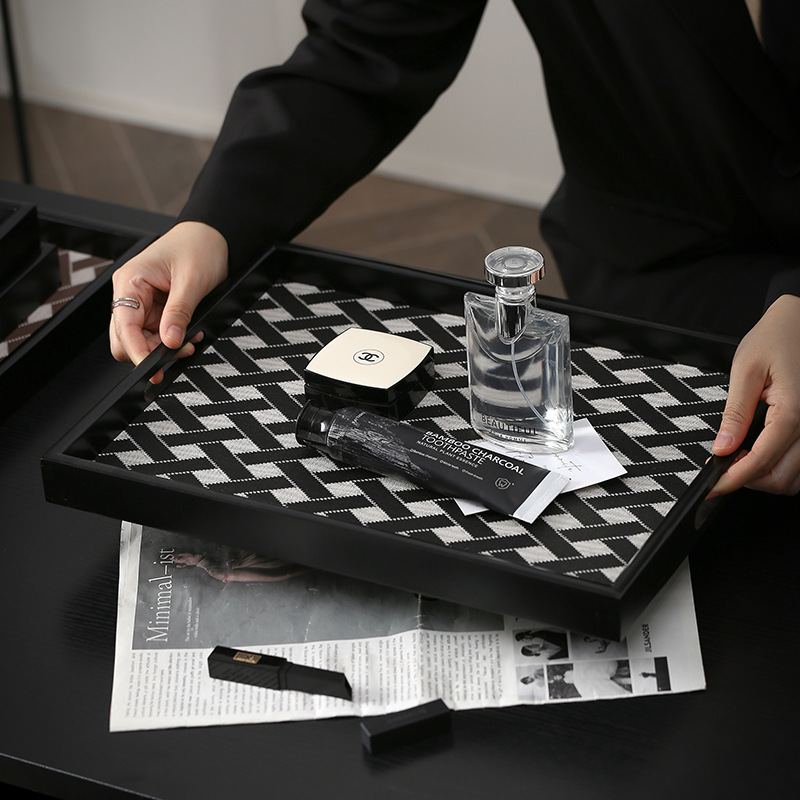 Light luxury leather wooden tr - đánh giá và giá Luxury Skincare Tray