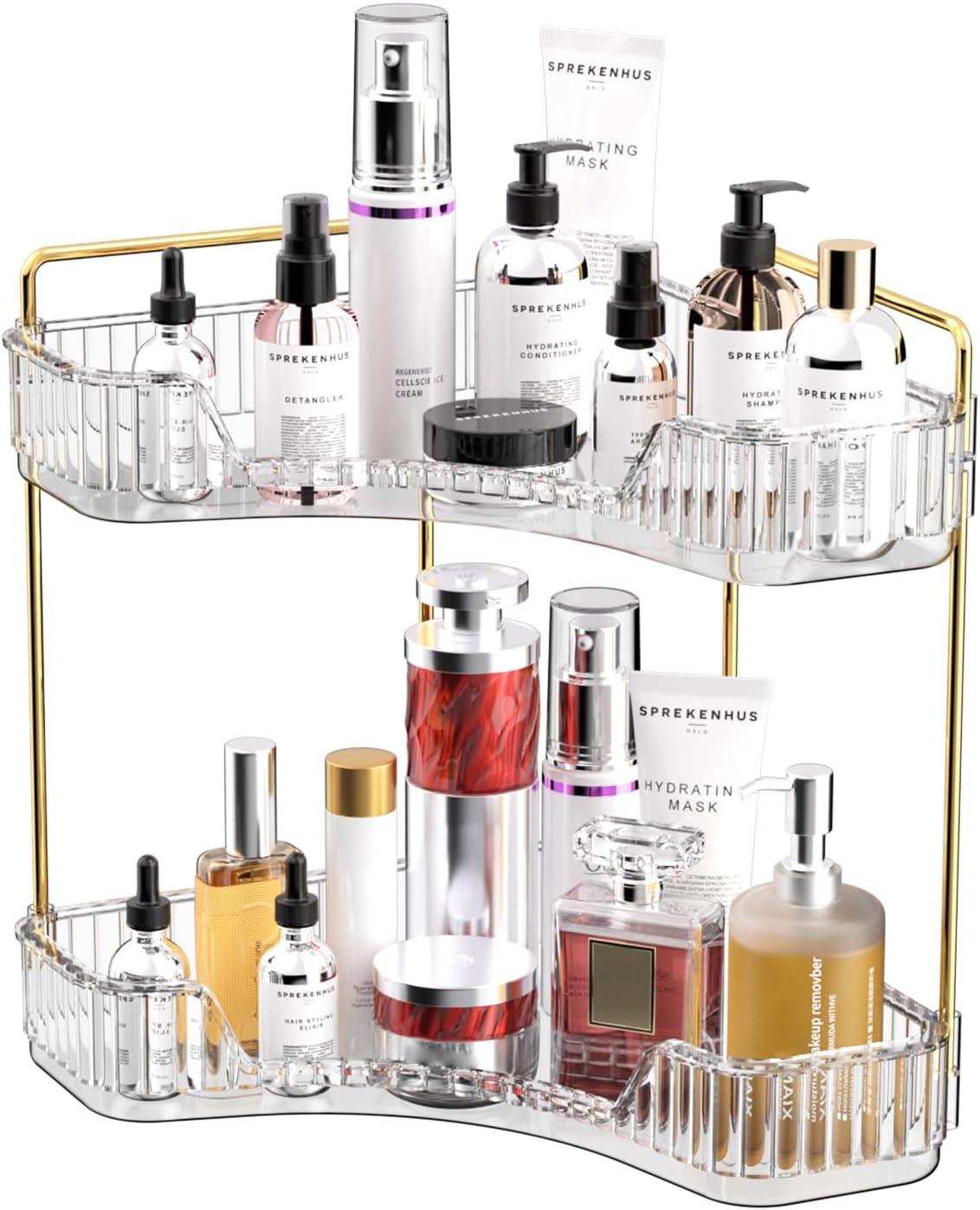 2-Tier Clear Bathroom Organize - đánh giá và giá Luxury Skincare Tray
