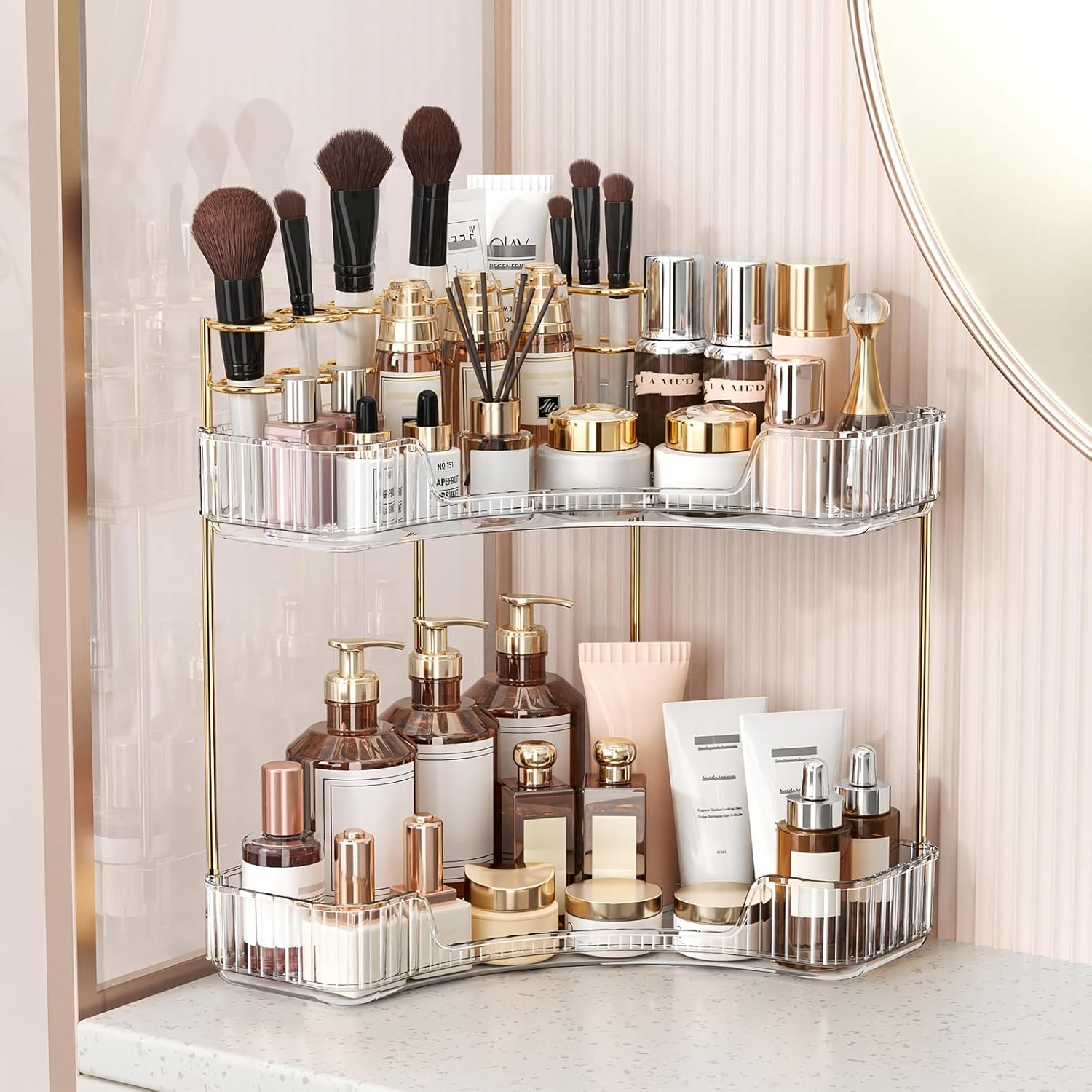2-Tier Clear Bathroom Organize - đánh giá và giá Luxury Skincare Tray