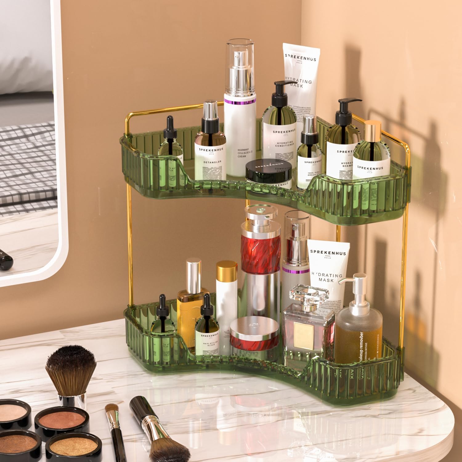 2-Tier Clear Bathroom Organize - đánh giá và giá Luxury Skincare Tray