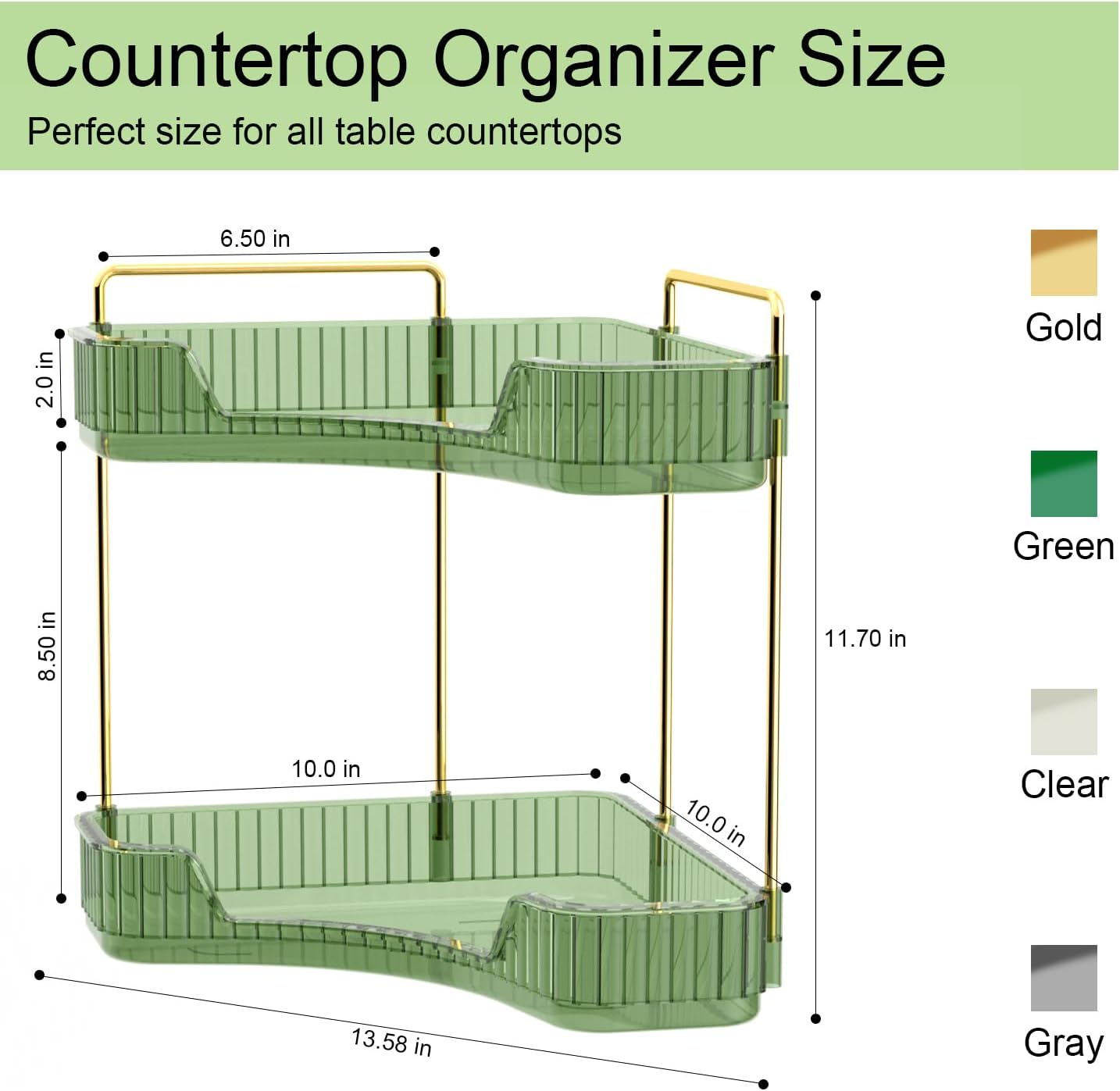 2-Tier Clear Bathroom Organize - đánh giá và giá Luxury Skincare Tray