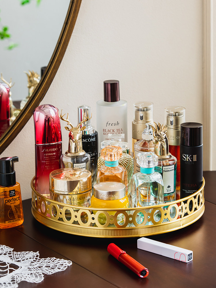 Light luxury mirror brass rota - đánh giá và giá Luxury Skincare Tray